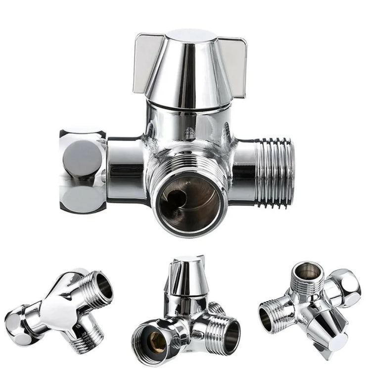 Double Handle Brass 3 Way Shower Arm Diverter Valve Hand Held Showerhead Shower Splitter - Shower Head by PMC TechLife | Online Shopping South Africa | PMC TechLife