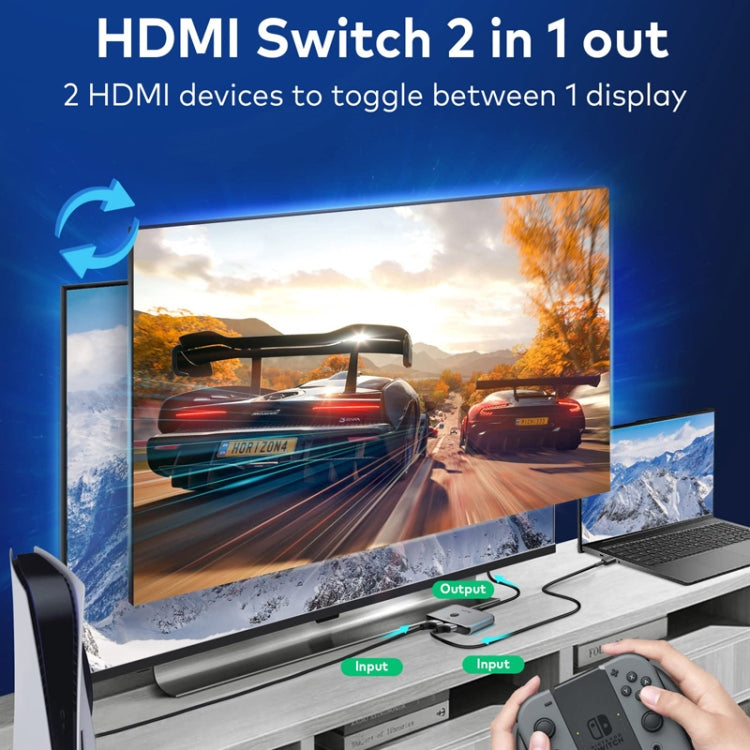 llano LCTS502G 2 In 1 Out 2-Way Conversion HDMI Switcher Version 2.1 8K Ultra HD Video - Switch by llano | Online Shopping South Africa | PMC Jewellery | Buy Now Pay Later Mobicred