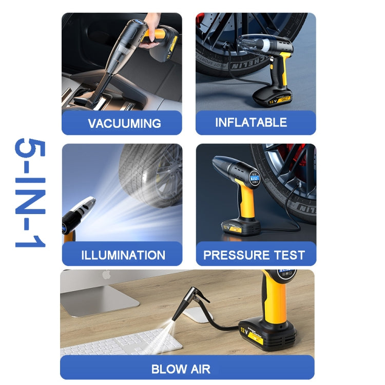 SUITU ST-6637  Wireless Model 5 In 1 60W  Double Motor Car Vacuum Cleaner With Blowing Air Pump Pressure Measuring Lighting Function - free shipping - PMC TechLife - Order now!