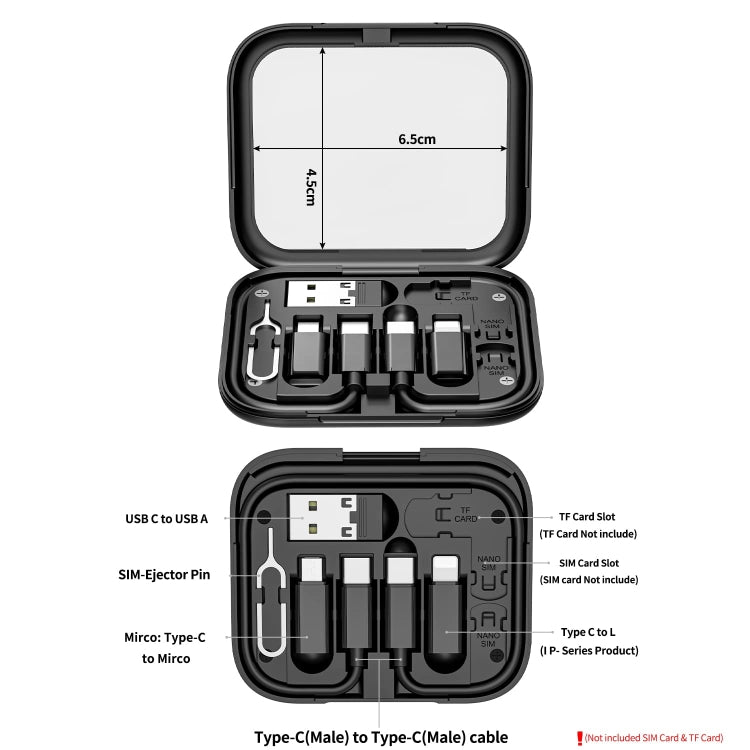 HE-C098 Multi-Functional USB Adapter Charging Cable Kit With Makeup Mirror & Phone Holder(White) - Cable Organizer by PMC Jewellery | Online Shopping South Africa | PMC Jewellery | Buy Now Pay Later Mobicred