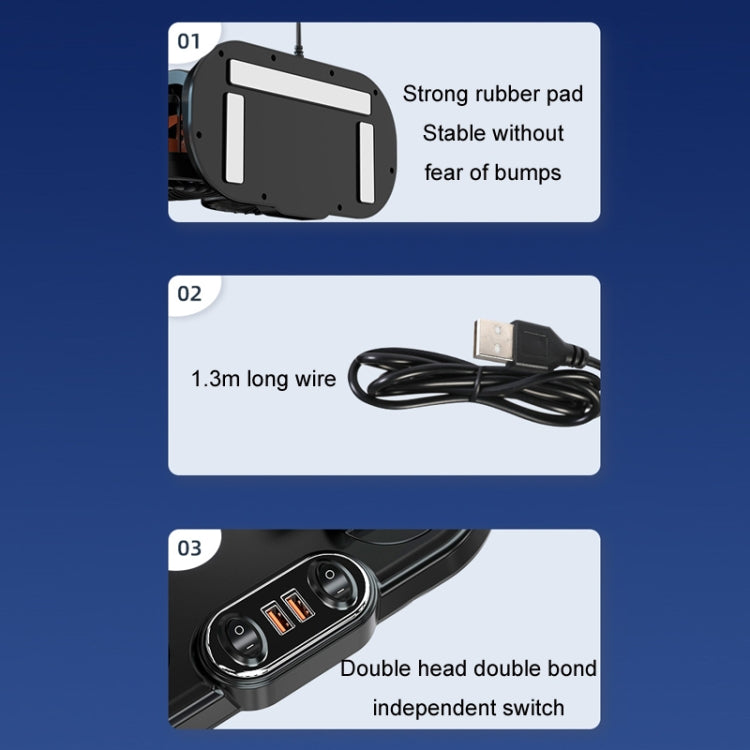 F621U Car Rotatable Turntable Silent Car Double Head Fan, Model: High Allocation USB - Heating & Fans by PMC TechLife | Online Shopping South Africa | PMC TechLife | Buy Now Pay Later Mobicred