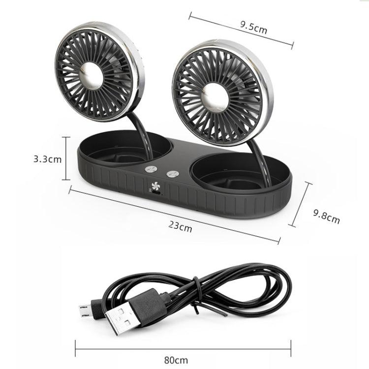 F304 Double-head Hose Built-in Lithium Battery USB Car Fan, Color: Green Gold - Heating & Fans by PMC TechLife | Online Shopping South Africa | PMC TechLife | Buy Now Pay Later Mobicred