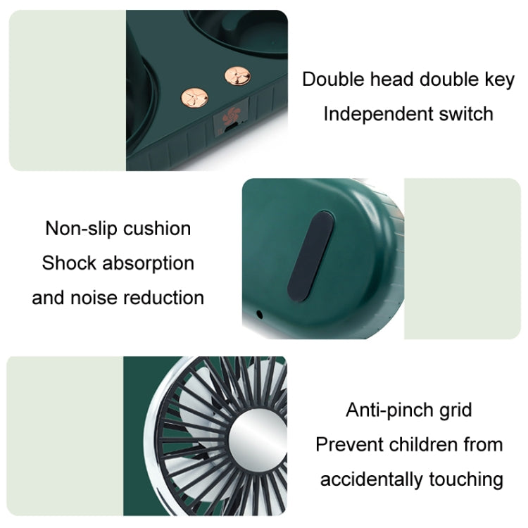 F304 Double-head Hose Built-in Lithium Battery USB Car Fan, Color: Black Silver - Heating & Fans by PMC TechLife | Online Shopping South Africa | PMC TechLife | Buy Now Pay Later Mobicred