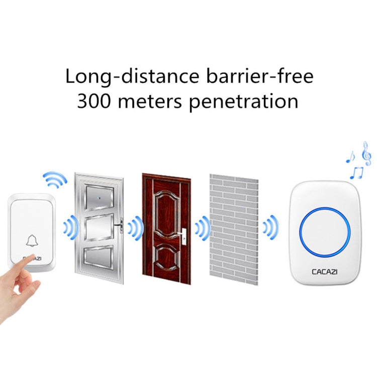 CACAZI A06-DC 1 to 2 Battery Smart Home Wireless Waterproof Doorbell(White) - Wireless Doorbell by CACAZI | Online Shopping South Africa | PMC TechLife | Buy Now Pay Later Mobicred