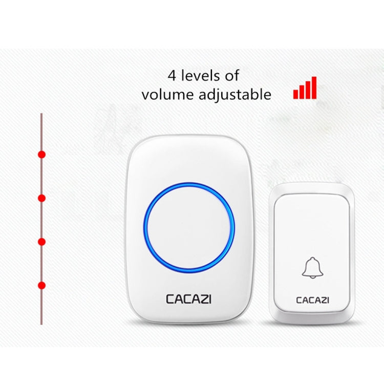 CACAZI A06-DC 1 to 2 Battery Smart Home Wireless Waterproof Doorbell(White) - Wireless Doorbell by CACAZI | Online Shopping South Africa | PMC Jewellery