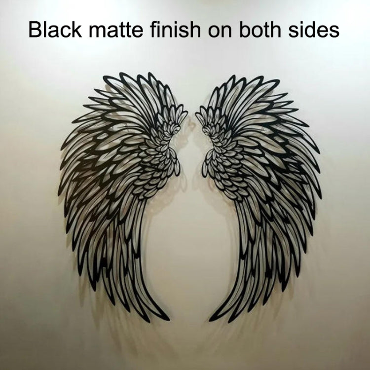 1pair 30cm Double Sided Black Engraved Metal LED Angel Wings Wall Hanging Decoration With Lights - Ornaments by PMC Jewellery | Online Shopping South Africa | PMC Jewellery