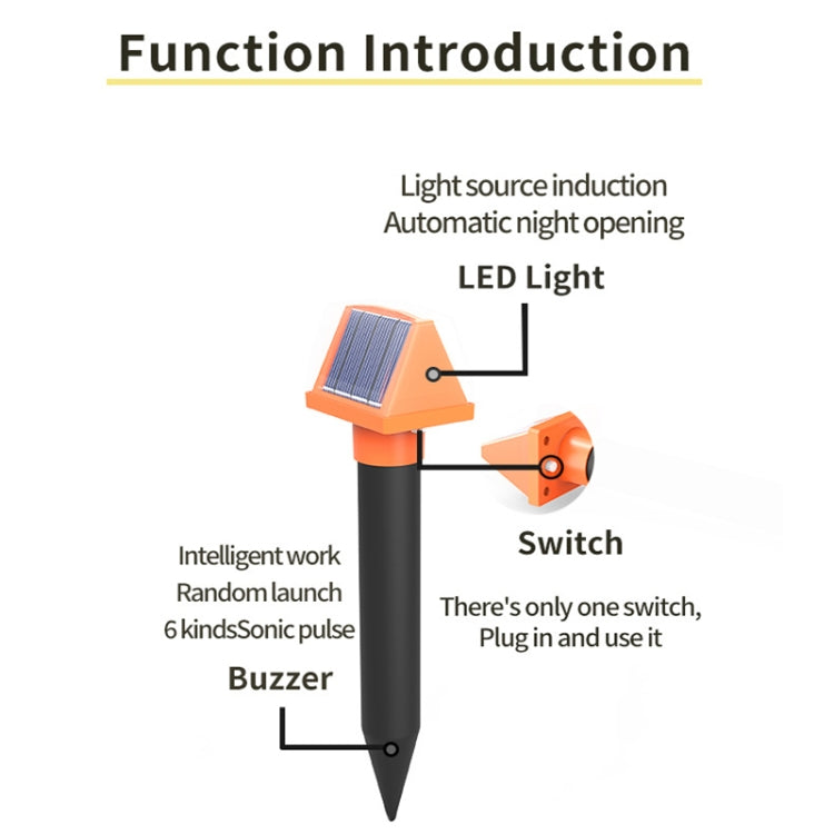 SJZ057 Outdoor IP66 Waterproof Solar Ultrasonic Rat Repeller Orchard Ultrasonic Animal Repeller(Orange) - Outdoor Insect Repellent by PMC TechLife | Online Shopping South Africa | PMC TechLife | Buy Now Pay Later Mobicred