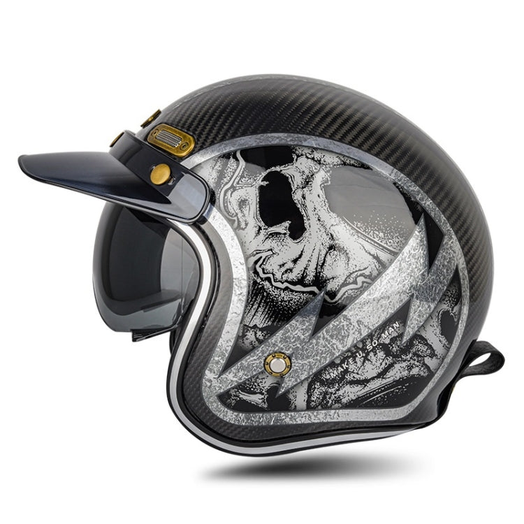 SOMAN Motorcycle Four Seasons Carbon Fiber Half Helmet, Color: Carbon Fiber Silver Lightning(XL) - free shipping - PMC TechLife - Order now!