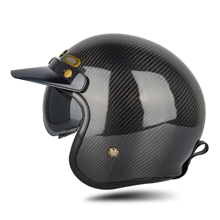 SOMAN Motorcycle Four Seasons Carbon Fiber Half Helmet, Color: Bright Carbon Fiber(S) - Helmets by SOMAN | Online Shopping South Africa | PMC Jewellery | Buy Now Pay Later Mobicred