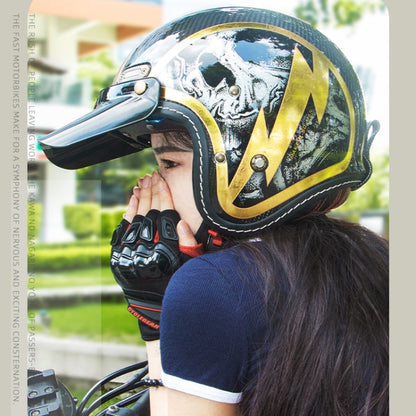 SOMAN Motorcycle Four Seasons Carbon Fiber Half Helmet, Color: Carbon Fiber Silver Lightning(XL) - Helmets by SOMAN | Online Shopping South Africa | PMC Jewellery | Buy Now Pay Later Mobicred