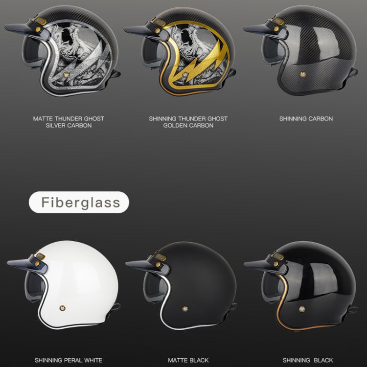 SOMAN Motorcycle Four Seasons Carbon Fiber Half Helmet, Color: Carbon Fiber Gold Lightning(L) - free shipping - PMC TechLife - Order now!
