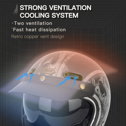 SOMAN Motorcycle Four Seasons Carbon Fiber Half Helmet, Color: Bright Carbon Fiber(XXL) - Helmets by SOMAN | Online Shopping South Africa | PMC Jewellery | Buy Now Pay Later Mobicred