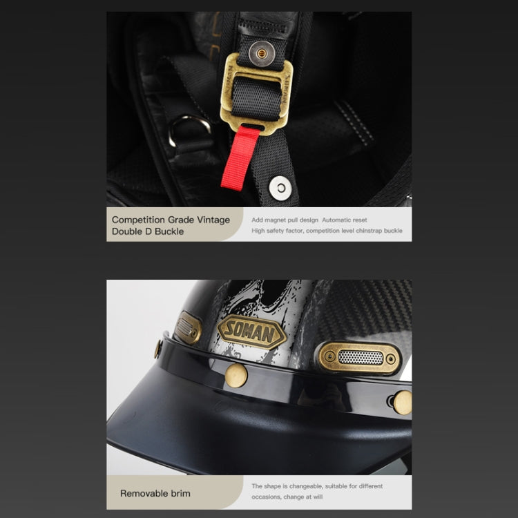 SOMAN Motorcycle Four Seasons Carbon Fiber Half Helmet, Color: Bright Carbon Fiber(L) - free shipping - PMC TechLife - Order now!