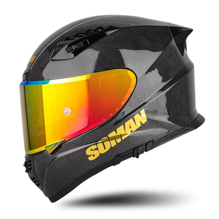 SOMAN Motorcycle Carbon Fiber Double Lens Thermal Safety Helmet, Size: S(Snake Carbon Fiber REVO) - Helmets by SOMAN | Online Shopping South Africa | PMC Jewellery | Buy Now Pay Later Mobicred