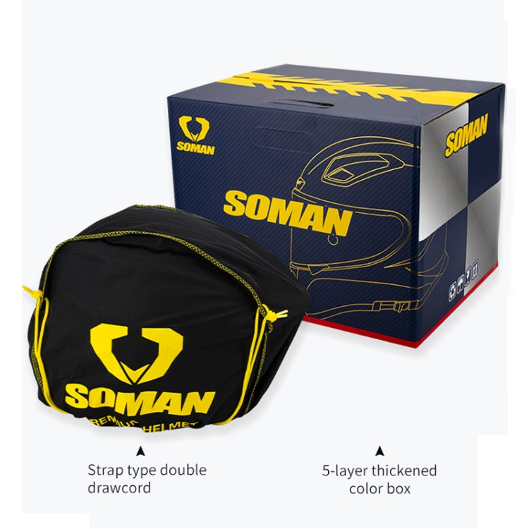 SOMAN Motorcycle Carbon Fiber Double Lens Thermal Safety Helmet, Size: M(Snake Carbon Fiber) - Helmets by SOMAN | Online Shopping South Africa | PMC Jewellery | Buy Now Pay Later Mobicred