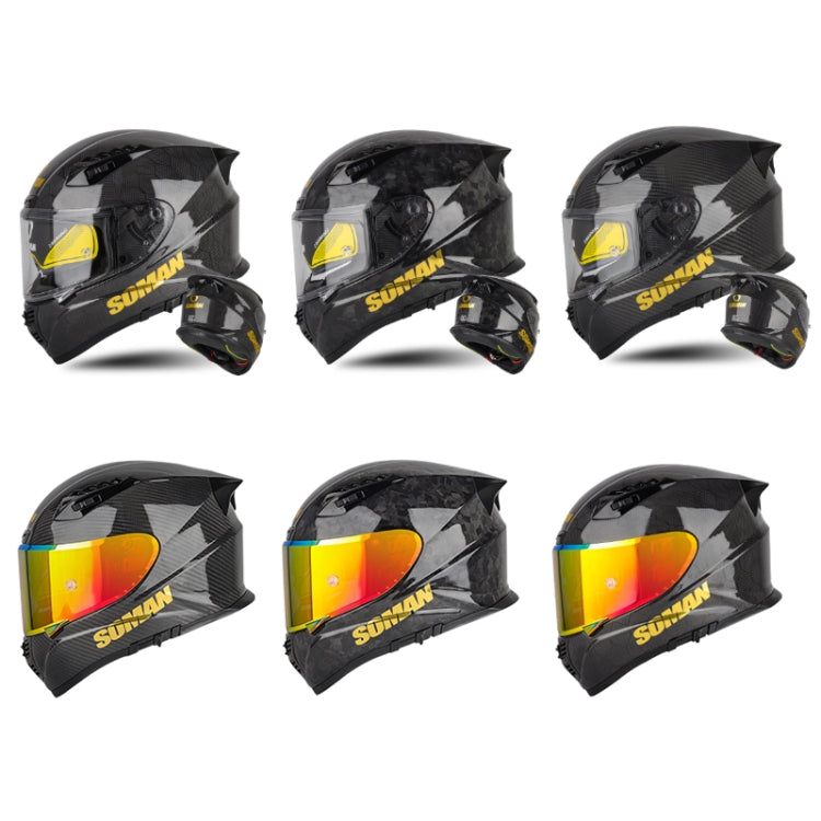 SOMAN Motorcycle Carbon Fiber Double Lens Thermal Safety Helmet, Size: XXL(Cheetah Print) - Helmets by SOMAN | Online Shopping South Africa | PMC Jewellery | Buy Now Pay Later Mobicred