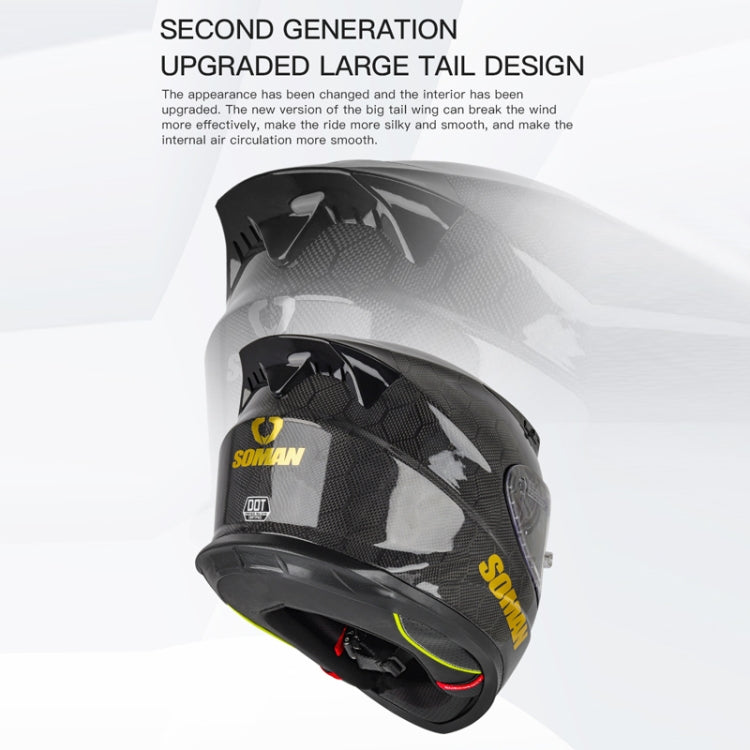 SOMAN Motorcycle Carbon Fiber Double Lens Thermal Safety Helmet, Size: XL(Snake Carbon Fiber REVO) - Helmets by SOMAN | Online Shopping South Africa | PMC Jewellery | Buy Now Pay Later Mobicred