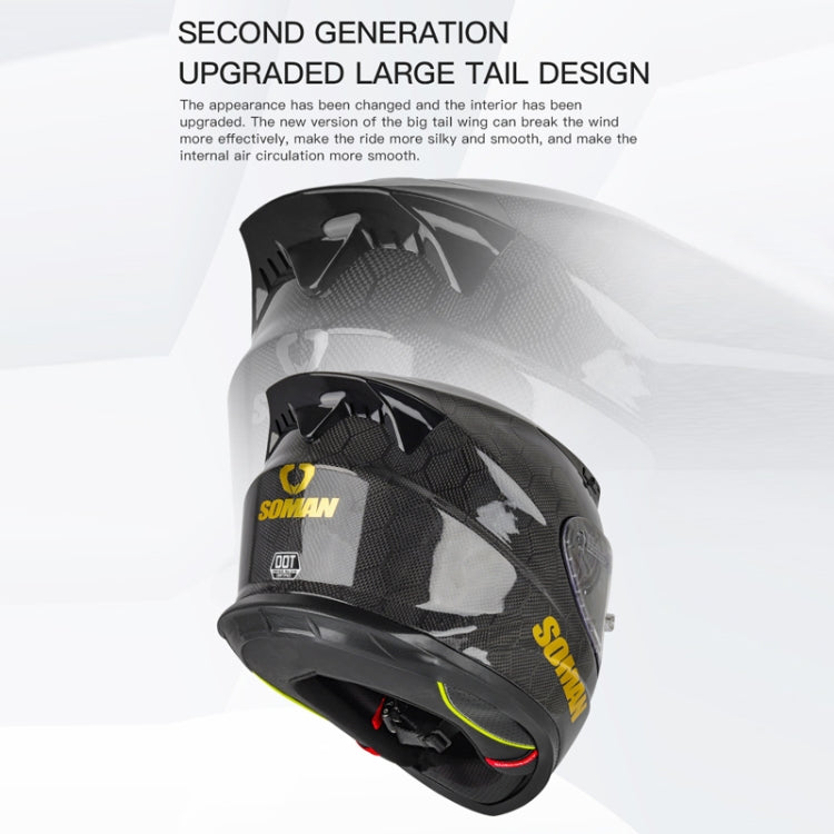 SOMAN Motorcycle Carbon Fiber Double Lens Thermal Safety Helmet, Size: M(Snake Carbon Fiber) - Helmets by SOMAN | Online Shopping South Africa | PMC Jewellery | Buy Now Pay Later Mobicred