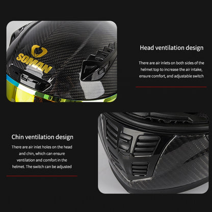 SOMAN Motorcycle Carbon Fiber Double Lens Thermal Safety Helmet, Size: S(Cheetah Print) - Helmets by SOMAN | Online Shopping South Africa | PMC Jewellery | Buy Now Pay Later Mobicred