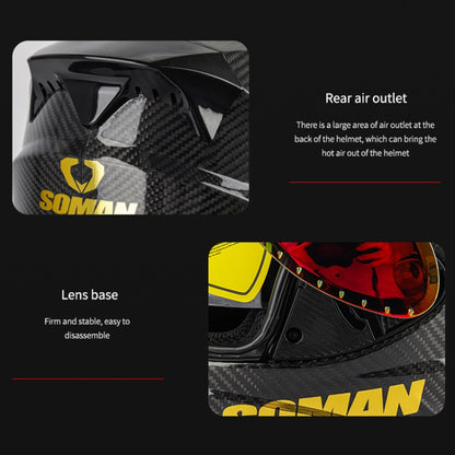 SOMAN Motorcycle Carbon Fiber Double Lens Thermal Safety Helmet, Size: L(Cheetah Print) - Helmets by SOMAN | Online Shopping South Africa | PMC Jewellery | Buy Now Pay Later Mobicred