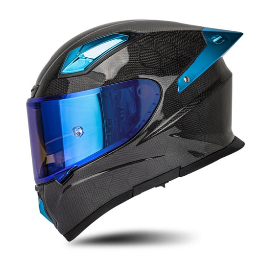 SOMAN Four Seasons Full Cover Motorcycle Helmet, Size: S(Snake Carbon Fiber Blue) - Helmets by SOMAN | Online Shopping South Africa | PMC Jewellery | Buy Now Pay Later Mobicred