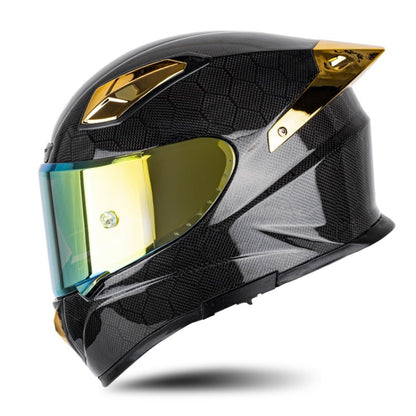 SOMAN Four Seasons Full Cover Motorcycle Helmet, Size: S(Snake Carbon Fiber Gold) - Helmets by SOMAN | Online Shopping South Africa | PMC Jewellery | Buy Now Pay Later Mobicred