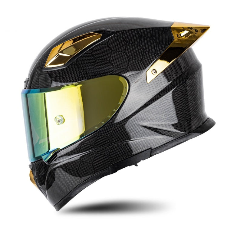 SOMAN Four Seasons Full Cover Motorcycle Helmet, Size: XXL(Snake Carbon Fiber Gold) - Helmets by SOMAN | Online Shopping South Africa | PMC Jewellery | Buy Now Pay Later Mobicred