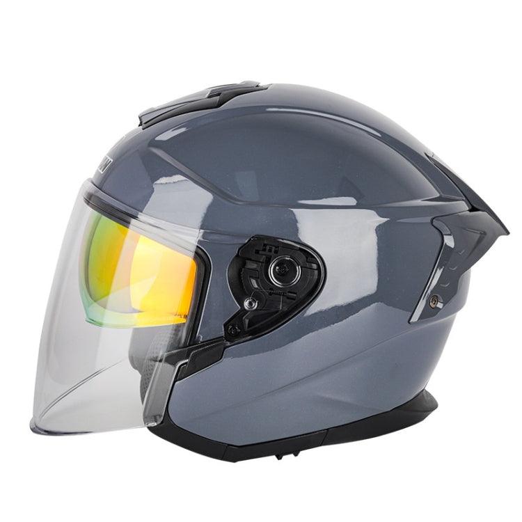 SOMAN Motorcycle Electric Bicycle Dual Lens Riding Helmet, Size: S(Cement Gray) - Helmets by SOMAN | Online Shopping South Africa | PMC Jewellery | Buy Now Pay Later Mobicred