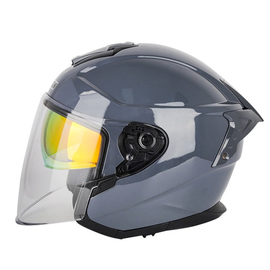 SOMAN Motorcycle Electric Bicycle Dual Lens Riding Helmet, Size: M(Cement Gray) - Helmets by SOMAN | Online Shopping South Africa | PMC Jewellery | Buy Now Pay Later Mobicred