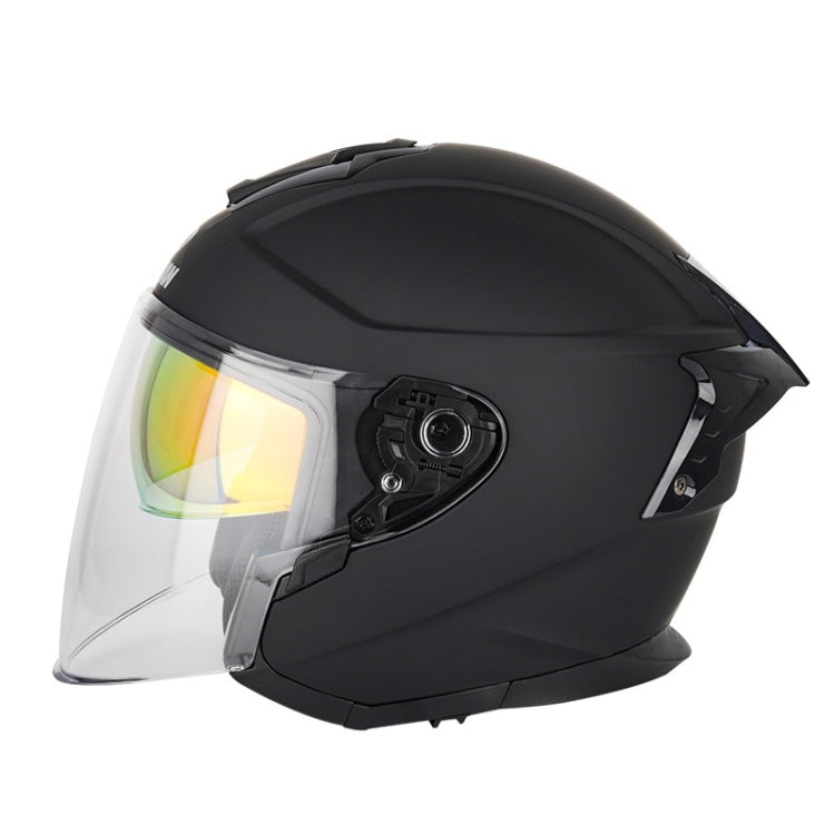 SOMAN Motorcycle Electric Bicycle Dual Lens Riding Helmet, Size: M(Matte Black) - Helmets by SOMAN | Online Shopping South Africa | PMC Jewellery | Buy Now Pay Later Mobicred
