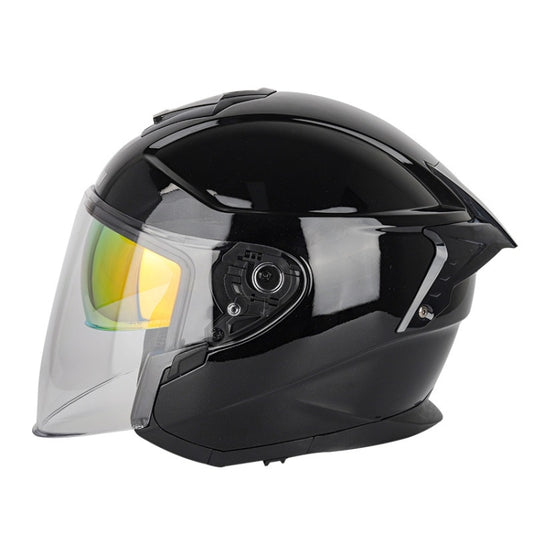 SOMAN Motorcycle Electric Bicycle Dual Lens Riding Helmet, Size: M(Bright Back) - Helmets by SOMAN | Online Shopping South Africa | PMC Jewellery | Buy Now Pay Later Mobicred