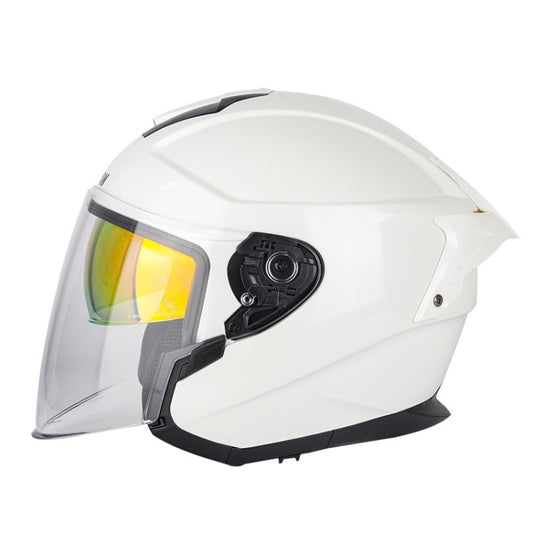 SOMAN Motorcycle Electric Bicycle Dual Lens Riding Helmet, Size: M(Pearl White) - Helmets by SOMAN | Online Shopping South Africa | PMC Jewellery | Buy Now Pay Later Mobicred