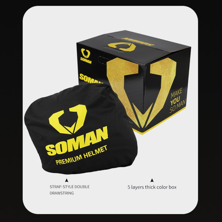 SOMAN Motorcycle Electric Bicycle Dual Lens Riding Helmet, Size: L(Bright Back) - Helmets by SOMAN | Online Shopping South Africa | PMC Jewellery | Buy Now Pay Later Mobicred