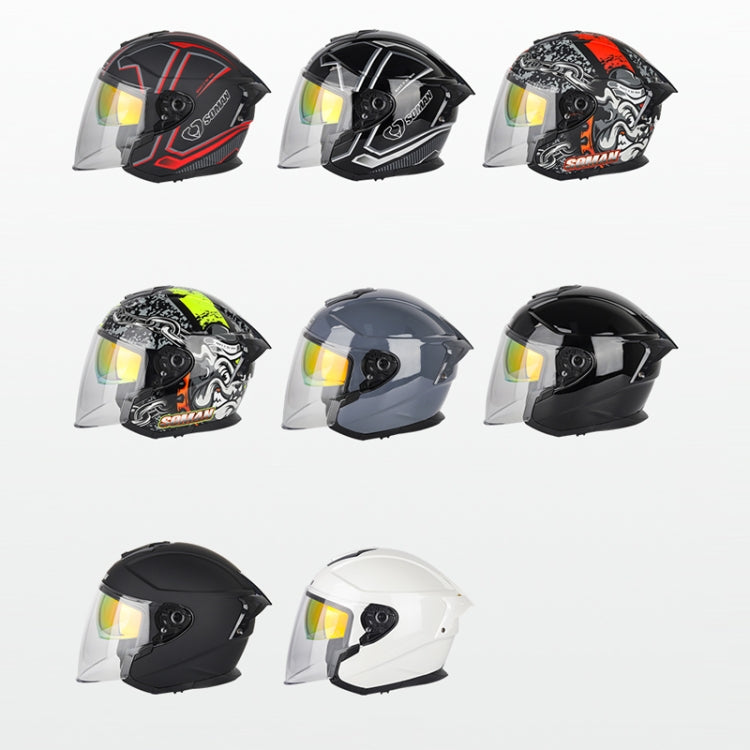 SOMAN Motorcycle Electric Bicycle Dual Lens Riding Helmet, Size: M(Bright Back) - Helmets by SOMAN | Online Shopping South Africa | PMC Jewellery | Buy Now Pay Later Mobicred