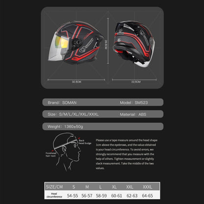 SOMAN Motorcycle Electric Bicycle Dual Lens Riding Helmet, Size: M(Black Silver) - Helmets by SOMAN | Online Shopping South Africa | PMC Jewellery | Buy Now Pay Later Mobicred