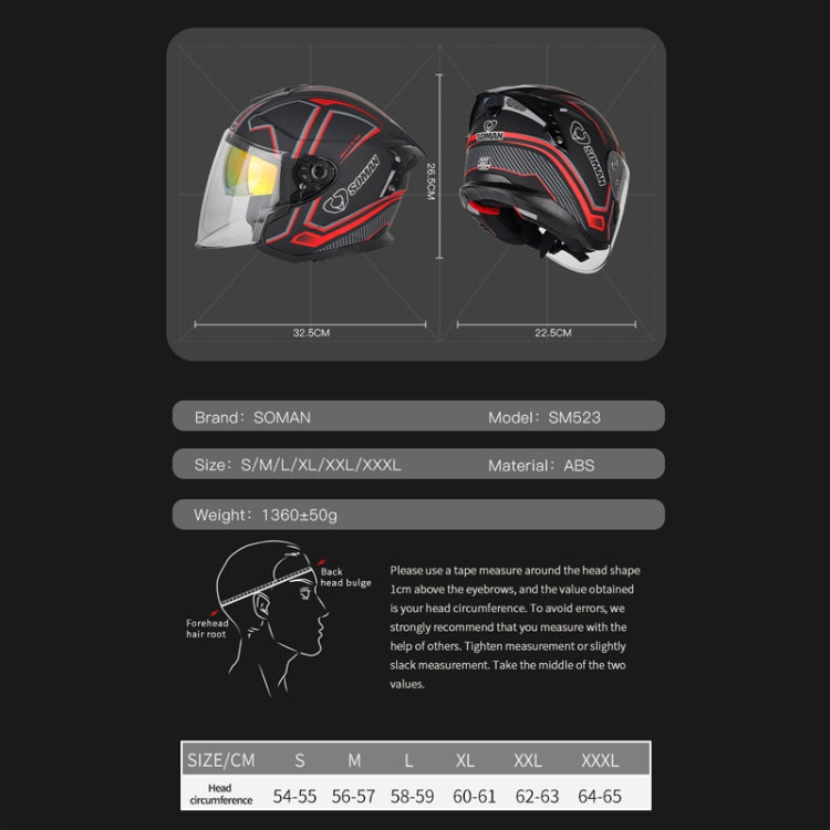 SOMAN Motorcycle Electric Bicycle Dual Lens Riding Helmet, Size: L(Black Silver) - Helmets by SOMAN | Online Shopping South Africa | PMC Jewellery | Buy Now Pay Later Mobicred