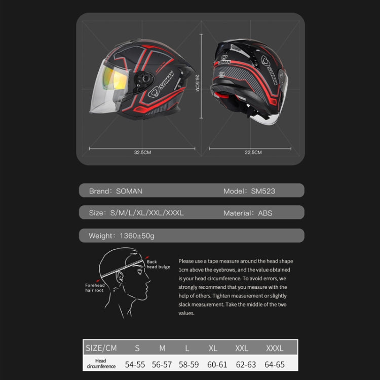 SOMAN Motorcycle Electric Bicycle Dual Lens Riding Helmet, Size: XXL(Matte Black) - free shipping - PMC TechLife - Order now!