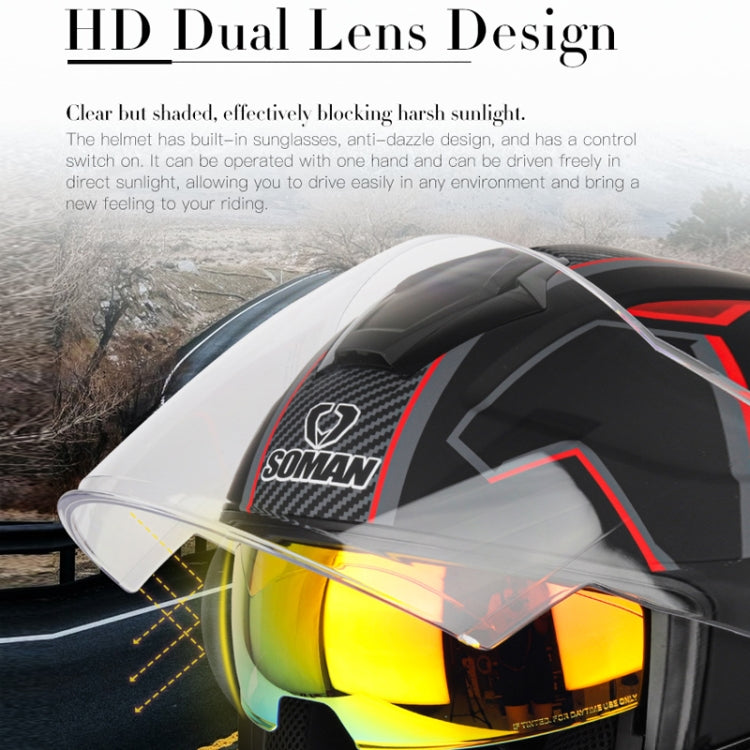SOMAN Motorcycle Electric Bicycle Dual Lens Riding Helmet, Size: M(Matte Black) - free shipping - PMC TechLife - Order now!
