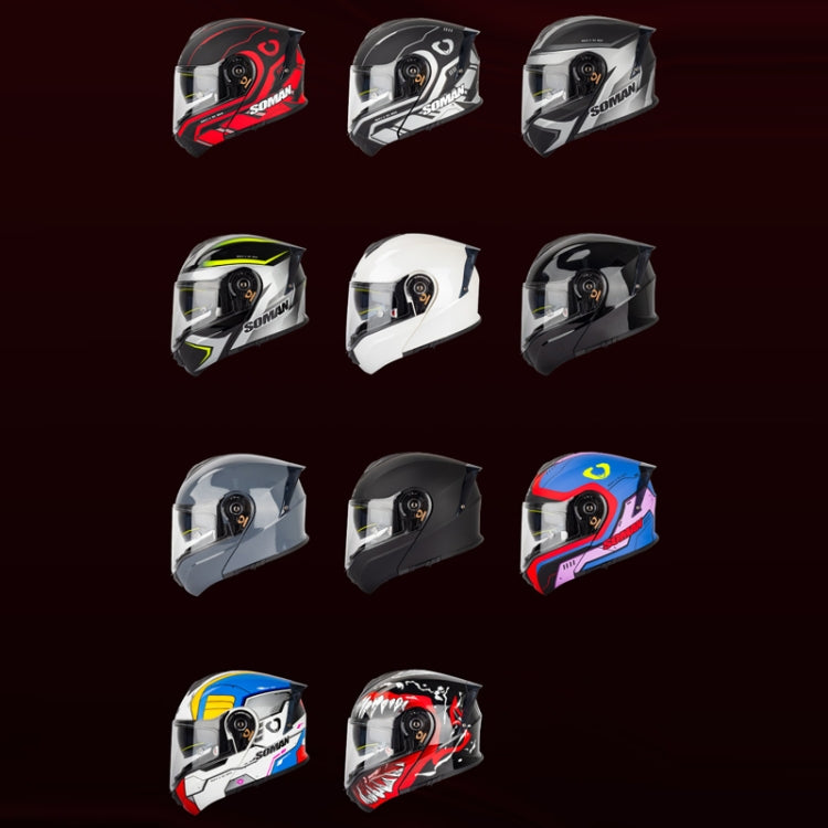 SOMAN Racing Motorcycle Double Lens Riding Safety Helmet, Size: M(Matt Black) - free shipping - PMC TechLife - Order now!