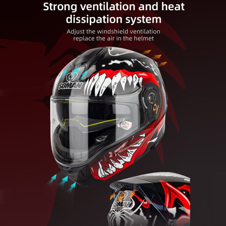 SOMAN Racing Motorcycle Double Lens Riding Safety Helmet, Size: M(Bright Black) - free shipping - PMC TechLife - Order now!