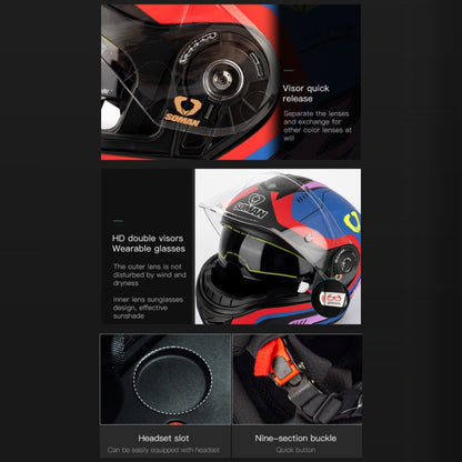 SOMAN Racing Motorcycle Double Lens Riding Safety Helmet, Size: L(Mobile Suit) - Helmets by SOMAN | Online Shopping South Africa | PMC Jewellery | Buy Now Pay Later Mobicred