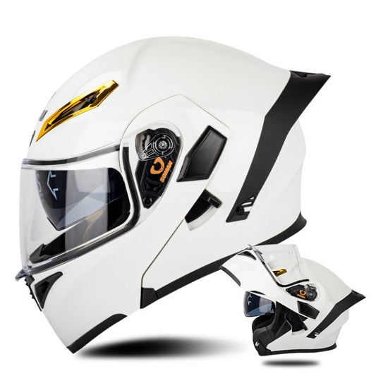 SOMAN Motorcycle Dual Lens Riding Peel-Off Full Coverage Helmet, Size: S(Pearl White) - Helmets by SOMAN | Online Shopping South Africa | PMC Jewellery | Buy Now Pay Later Mobicred