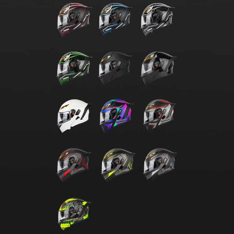 SOMAN Motorcycle Dual Lens Riding Peel-Off Full Coverage Helmet, Size: L(Black Fluorescent Yellow Spark) - free shipping - PMC TechLife - Order now!