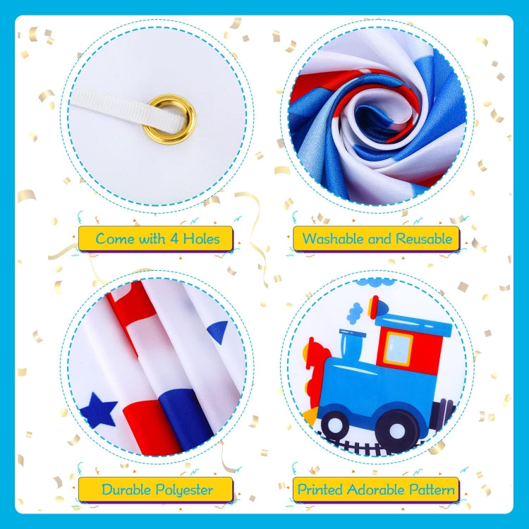 210x180cm Train Cartoon Children Birthday Background Cloth Faber Decoration - Birthday Party by PMC TechLife | Online Shopping South Africa | PMC TechLife | Buy Now Pay Later Mobicred