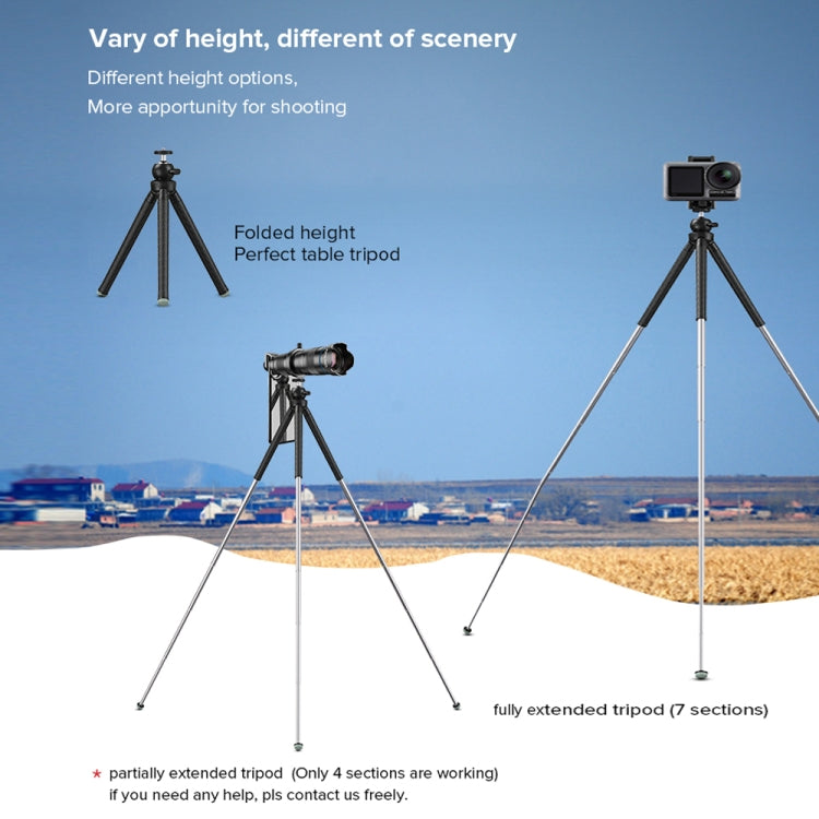 APEXEL APL-JJ09 Mobile Selfie Live Streaming Portable Stretch Telephoto Tripod(Black) - Stand by APEXEL | Online Shopping South Africa | PMC TechLife | Buy Now Pay Later Mobicred