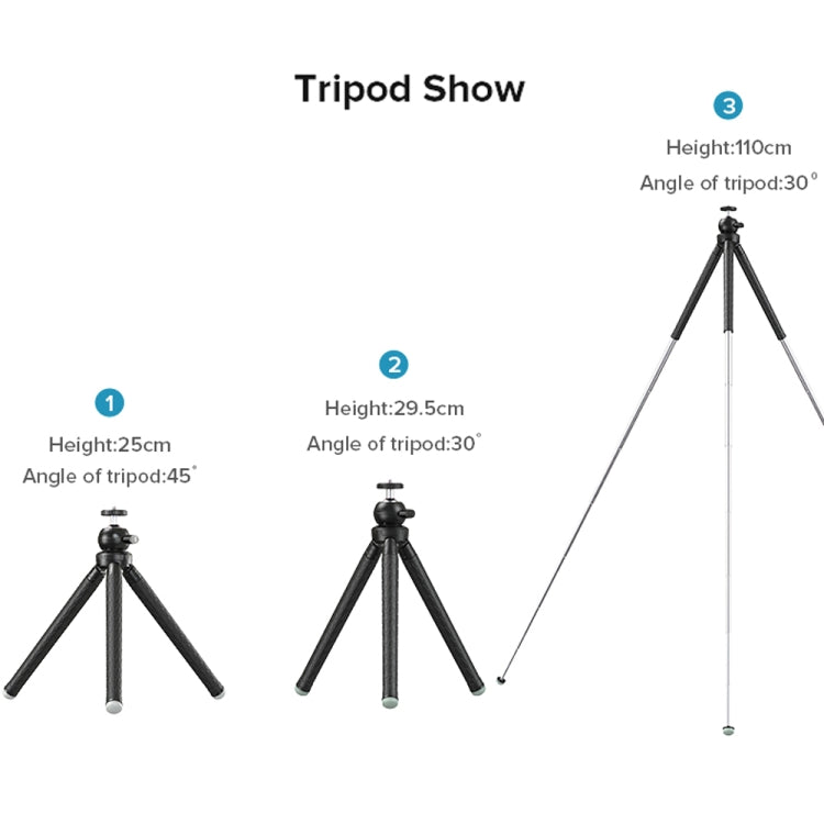 APEXEL APL-JJ09 Mobile Selfie Live Streaming Portable Stretch Telephoto Tripod(Black) - Stand by APEXEL | Online Shopping South Africa | PMC TechLife | Buy Now Pay Later Mobicred
