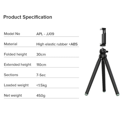 APEXEL APL-JJ09 Mobile Selfie Live Streaming Portable Stretch Telephoto Tripod(Black) - Stand by APEXEL | Online Shopping South Africa | PMC Jewellery | Buy Now Pay Later Mobicred