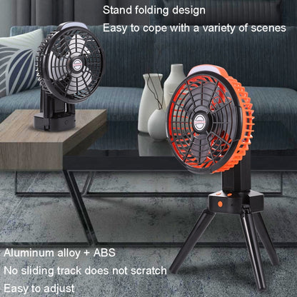 Outdoor Camping USB Charging Fan Tent Swing Head Fan With Tripod LED Light(Black Orange) - Electric Fans by PMC Jewellery | Online Shopping South Africa | PMC Jewellery | Buy Now Pay Later Mobicred