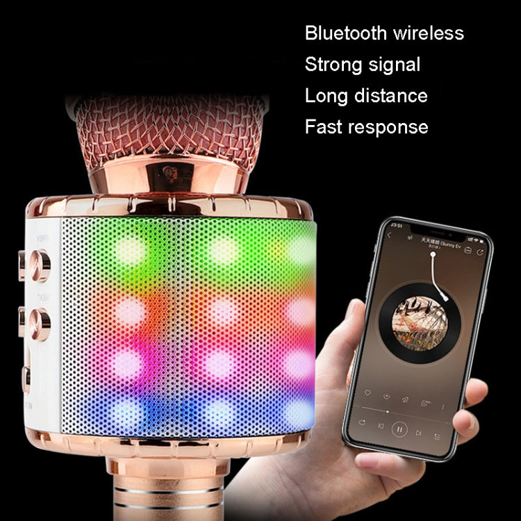 WS-858L LED Light Flashing Wireless Capacitance Microphone Comes With Audio Mobile Phone Bluetoon Live Microphone(Gold) - Microphone by PMC Jewellery | Online Shopping South Africa | PMC Jewellery | Buy Now Pay Later Mobicred