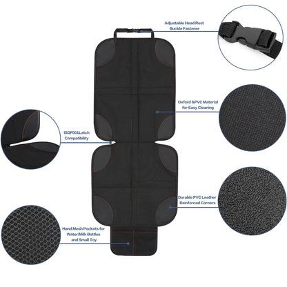 2pcs Child Car Seat Protector Non-Slip Base Material + Waterproof 600D Fabric(Black Line) - Seat Accessories by PMC Jewellery | Online Shopping South Africa | PMC Jewellery | Buy Now Pay Later Mobicred